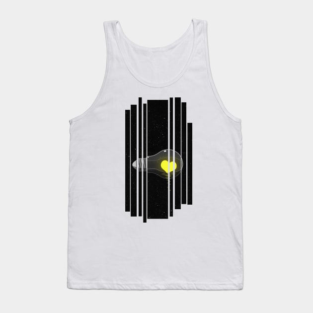 Golden heart inside a lightbulb Tank Top by SaturnPrints